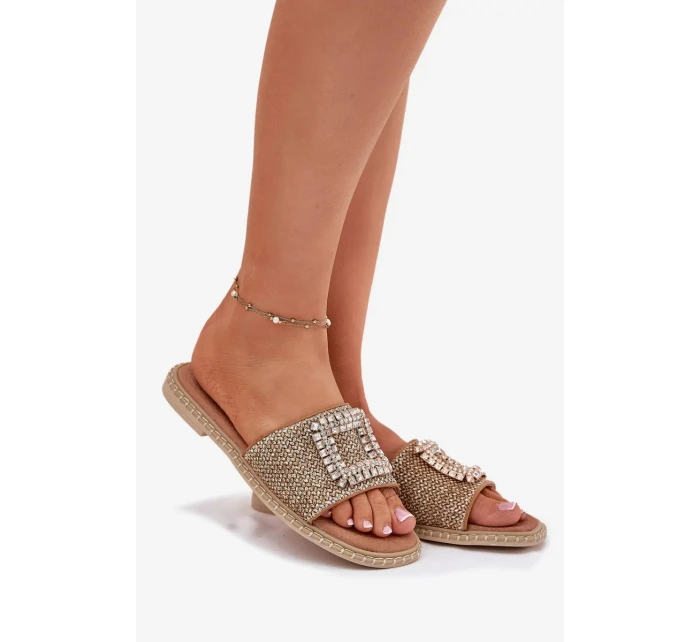 Dámské ploché pantofle s pleteným detailem a ozdobou Artiker – béžové Dámské ploché pantofle s pleteným detailem a ozdobou Artiker – béžové