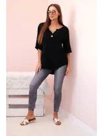 Dámská mušelínová košile s knoflíkem černá Dámská mušelínová košile s knoflíkem černá
