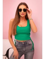 Dámská žebrovaná halenka se stahovací šňůrkou na bocích zelený Dámská žebrovaná halenka se stahovací šňůrkou na bocích zelený