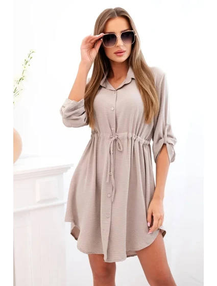 Šaty se zapínáním na knoflíky a zavazováním v pase fango