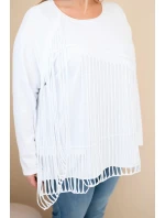 Dámská bavlněná blůza Plus Size s třásněmi bílá Dámská bavlněná blůza Plus Size s třásněmi bílá