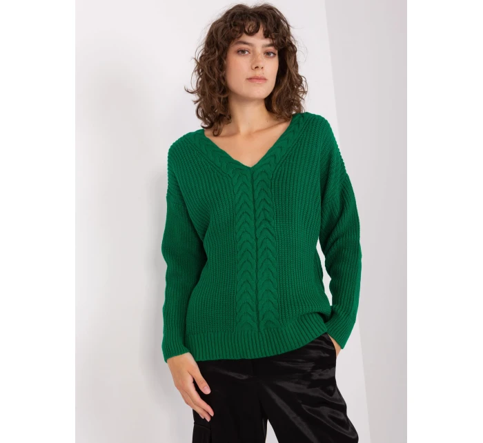 Sweter BA SW model 19014760 ciemny zielony - FPrice Sweter BA SW model 19014760 ciemny zielony - FPrice