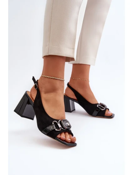 Dámské sandály na vysokém podpatku s ozdobou, černé D&A Dámské sandály na vysokém podpatku s ozdobou, černé D&A