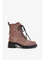 Zdobené Kotníkové Boty Workery Dámské Zateplené D&A Taupe Zdobené Kotníkové Boty Workery Dámské Zateplené D&A Taupe