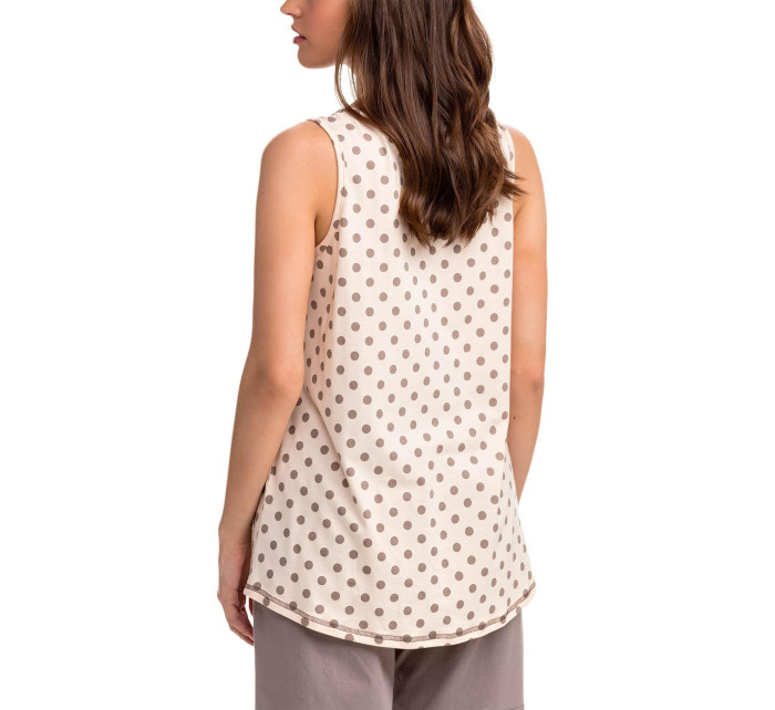 Pohodlné dvoudílné dámské pyžamo 14301 - Vanilka/puntíky