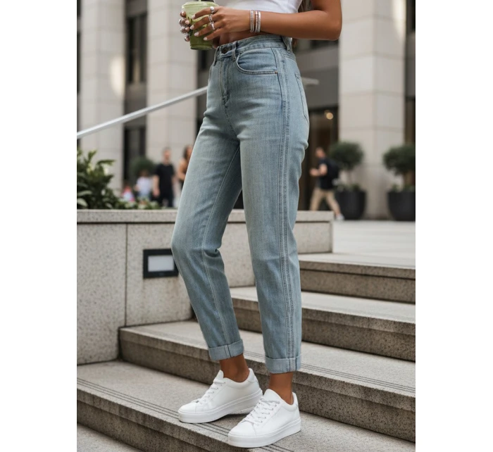 Jeansy damskie mom fit z wysokim stanem jasnoniebieskie FashionStreet UY2909