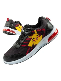 Leomil dětské sportovní boty Pokemon lehké tenisky na suchý zip LED černé