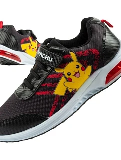 Leomil dětské sportovní boty Pokemon lehké tenisky na suchý zip LED černé