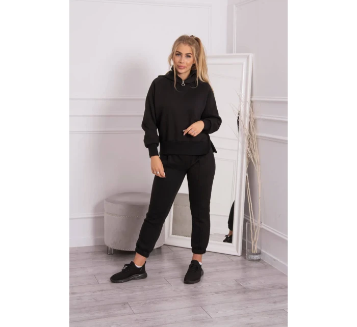 Zateplený set model 21915215 a kapuce černý - K-Fashion Zateplený set model 21915215 a kapuce černý - K-Fashion