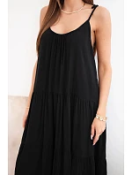 Dámské viskózové šaty na model 22141212 ramínkách černá - K-Fashion