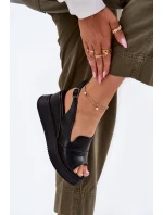 Dámské Kožené Sandály Na Klínu Artiker 52C0484 Černé