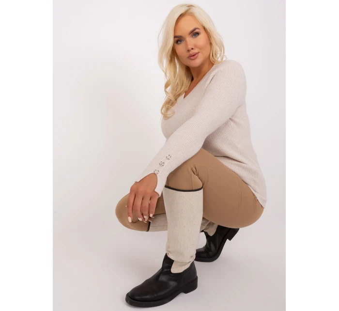 Sweter PM SW PM model 18949421 jasny beżowy - FPrice Sweter PM SW PM model 18949421 jasny beżowy - FPrice