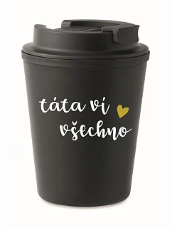 TÁTA VÍ VŠECHNO - černý termohrnek 300 ml