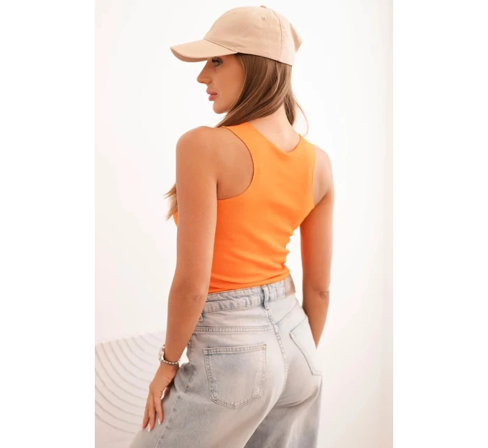 Dámská pruhovaná tílko s ozdobnou nášivkou tmavě oranžová Dámská pruhovaná tílko s ozdobnou nášivkou tmavě oranžová