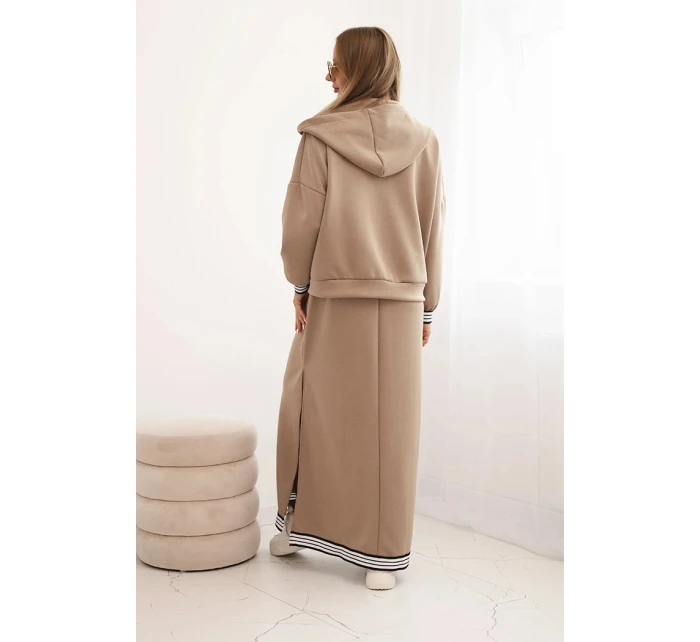 Komplet dámský s viskózou s rozepínací mikinou a dlouhou sukni fango Komplet dámský s viskózou s rozepínací mikinou a dlouhou sukni fango