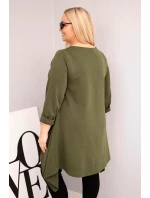 Dámská tunika Plus Size bavlněná s asymetrickým střihem khaki Dámská tunika Plus Size bavlněná s asymetrickým střihem khaki
