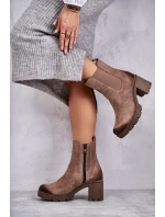 Dámské semišové boty na platformě Béžove model 21598697 - Boto