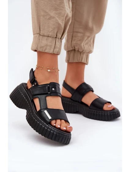 Kožené Dámské Sandály Na Platformě Černé Mertella Kožené Dámské Sandály Na Platformě Černé Mertella