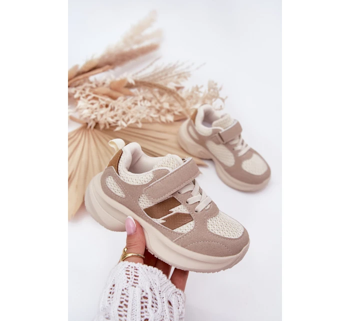 Dětské Sportovní Boty Tenisky Na Suchý Zip Béžové model 21700767 - Boto Dětské Sportovní Boty Tenisky Na Suchý Zip Béžové model 21700767 - Boto