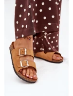 Dámské sandály na korkové platformě s přezkami Camel model 21704361 - Boto Dámské sandály na korkové platformě s přezkami Camel model 21704361 - Boto