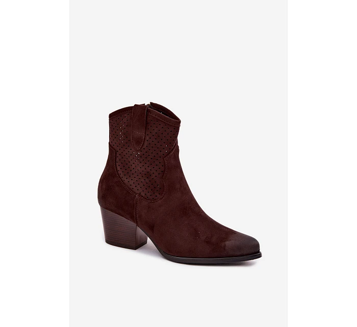 Dámské perforované kotníkové boty Kovbojky Vinceza 58150 Hnědé