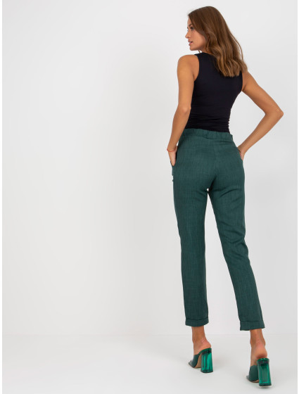 Tmavě zelené dámské látkové kalhoty