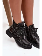 Lakované dámské botky D&A – černé, zateplené Lakované dámské botky D&A – černé, zateplené