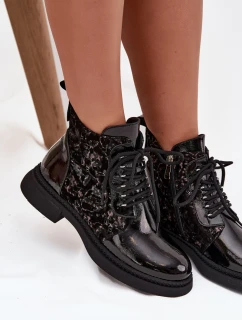 Lakované dámské botky D&A – černé, zateplené