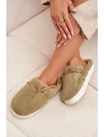 Dámské papuče s kožíškem a mašličkou – zelené Minella