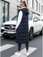 Dámská dlouhá prošívaná tmavě modrá vesta FashionStreet TY5252