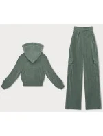Dámský komplet v olivové barvě mikina a kalhoty typu cargo model 18910728 - LHD Dámský komplet v olivové barvě mikina a kalhoty typu cargo model 18910728 - LHD