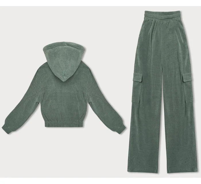 Dámský komplet v olivové barvě mikina a kalhoty typu cargo model 18910728 - LHD Dámský komplet v olivové barvě mikina a kalhoty typu cargo model 18910728 - LHD