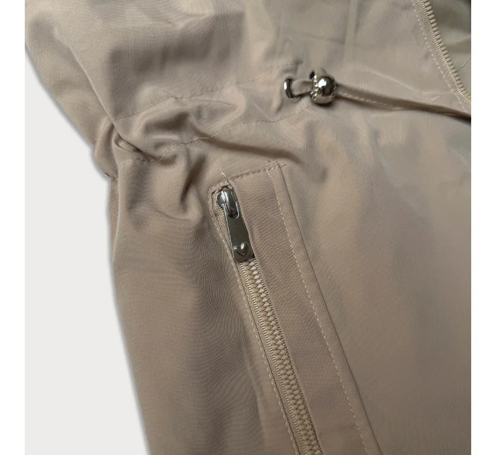 Tenká béžová dámská bunda s ozdobnou podšívkou model 21001846 - J.STYLE Tenká béžová dámská bunda s ozdobnou podšívkou model 21001846 - J.STYLE