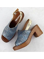 Dámské sandály na jehlovém podpatku denim gold M.Daszynski model 22051579 - M. Daszyński