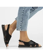 Dámské černé kožené sandály model 22135973 - FILIPPO