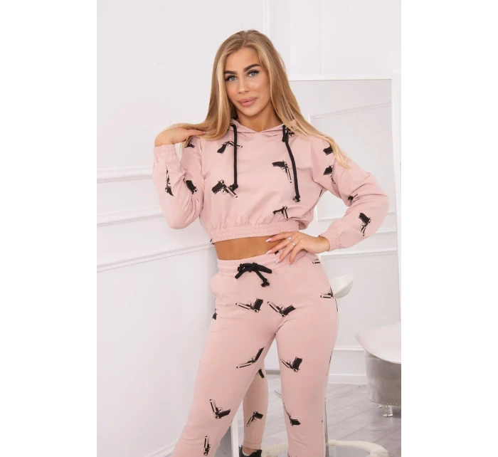 Sada s potiskem pistole tmavě pudrově růžová Sada s potiskem pistole tmavě pudrově růžová