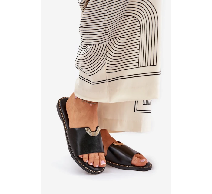 Dámské Pantofle Eko Kožené S Ozdobnými Oranžové model 21689341 - Boto