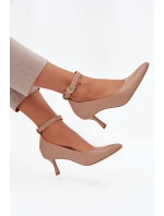 Lodičky s páskem tmavě béžové model 21757649 - Boto