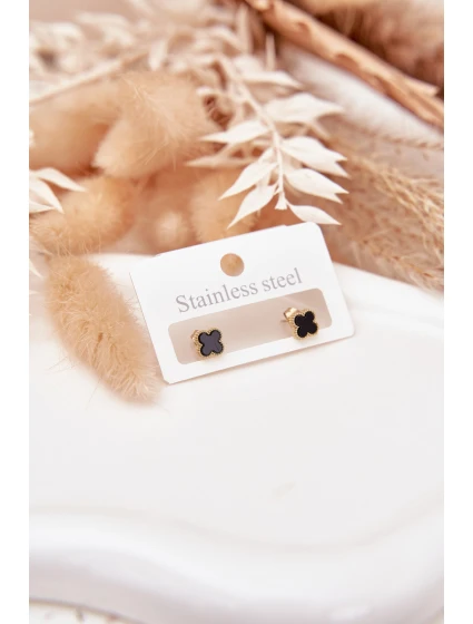 Malé náušnice z nerezové oceli Černo-zlaté Malé náušnice z nerezové oceli Černo-zlaté