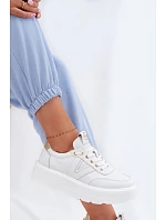 Kožené dámské tenisky na platformě model 22076967 bílé - VINCEZA Kožené dámské tenisky na platformě model 22076967 bílé - VINCEZA