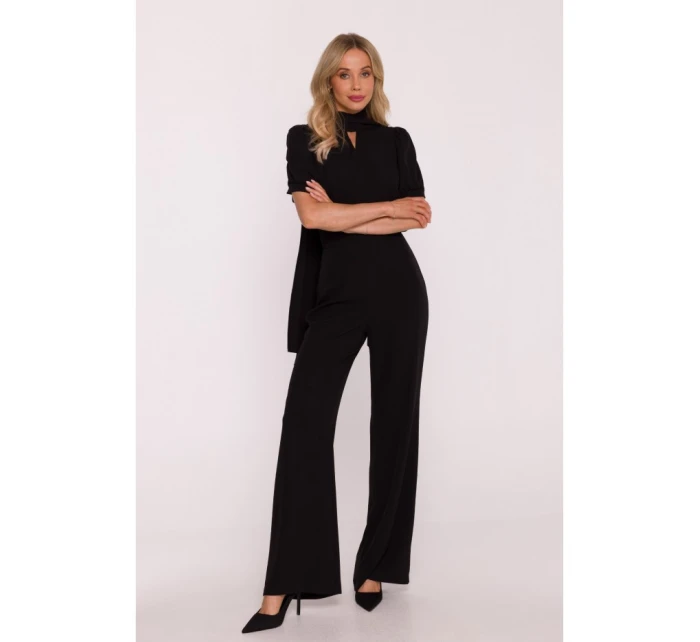 S421 Kombinéza s mašlí na zavazování - černá