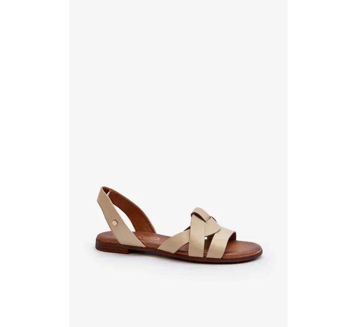 Zazoo Pohodlné kožené nazouvací sandály, béžová Zazoo Pohodlné kožené nazouvací sandály, béžová