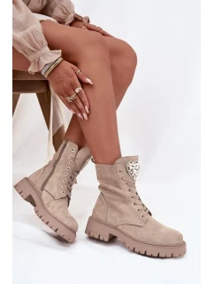 Dámské workery s krystalky na jazyku Rosira – světle béžové