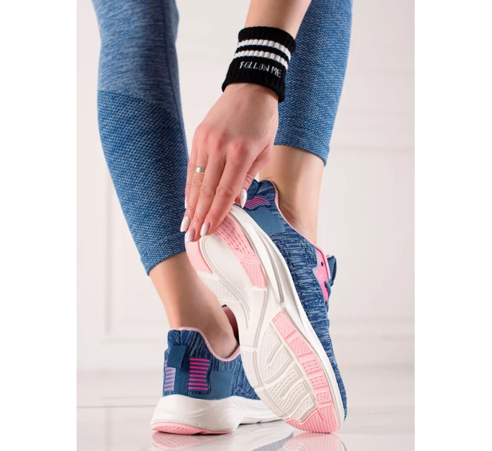 Módní tenisky dámské modré bez podpatku Módní tenisky dámské modré bez podpatku