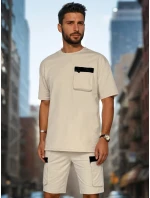 Pánská khaki tepláková souprava Dstreet AX0809 Pánská khaki tepláková souprava Dstreet AX0809