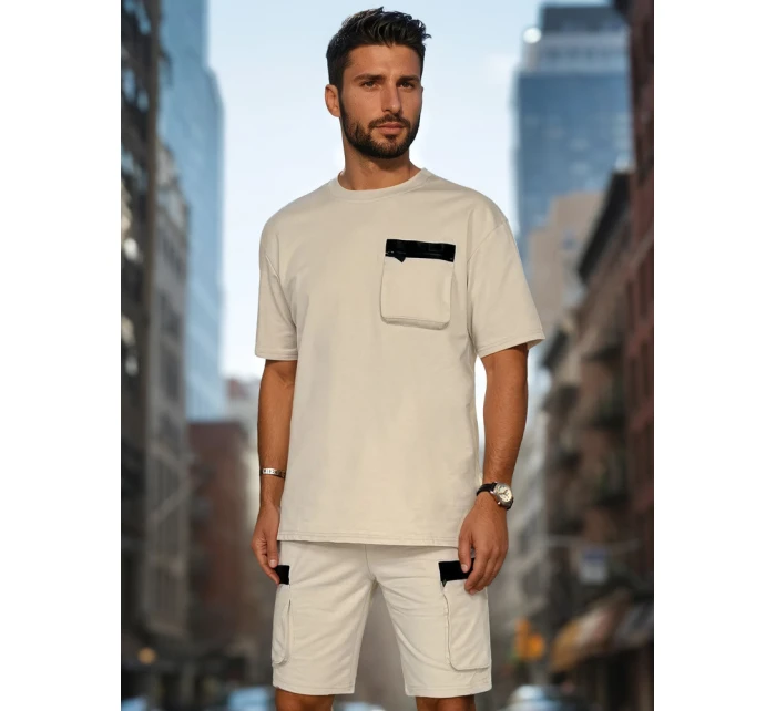 Pánská khaki tepláková souprava FashionStreet AX0809