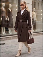 Płaszcz damski z paskiem brązowy model 22371809 - FashionStreet Płaszcz damski z paskiem brązowy model 22371809 - FashionStreet