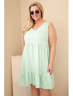 Dámské šaty Plus Size z viskózy s krajkou bez rukávů tmavě mentolové