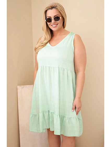 Dámské šaty Plus Size z viskózy s krajkou bez rukávů tmavě mentolové