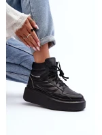 model 21647202 Dámské Kožené Sportovní Boty na Platformě Černé - Zazoo